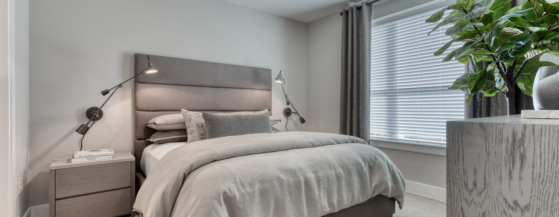 Modern bedroom at Citadel Urban's apartments in San Antonio